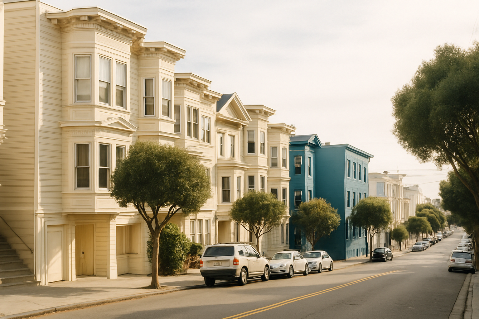 San Francisco, SF Bay Area — STREETSCAPE showing the surrounding neighborhood character, daytime